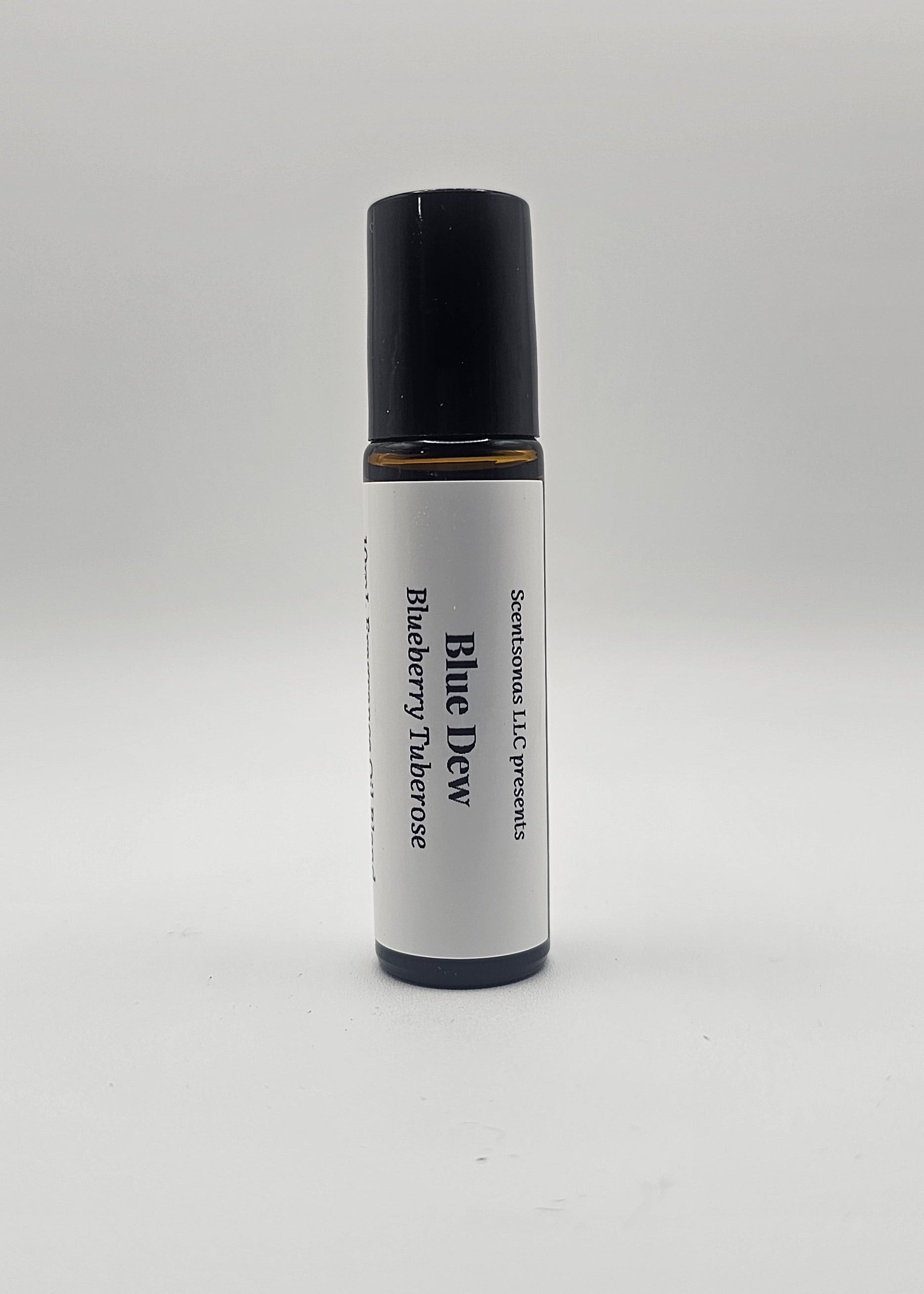 Roll-on bottle labeled 'Blue Dew' on a white background