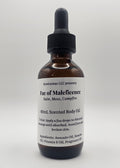 Bottle of Fae of Maleficence body oil on a white background
