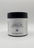 Jar of Goldfish Girl Sea Salt & Sunflower Aloe Sugar Scrub on a white background