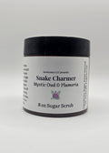 Jar of sugar scrub with a label on a white background