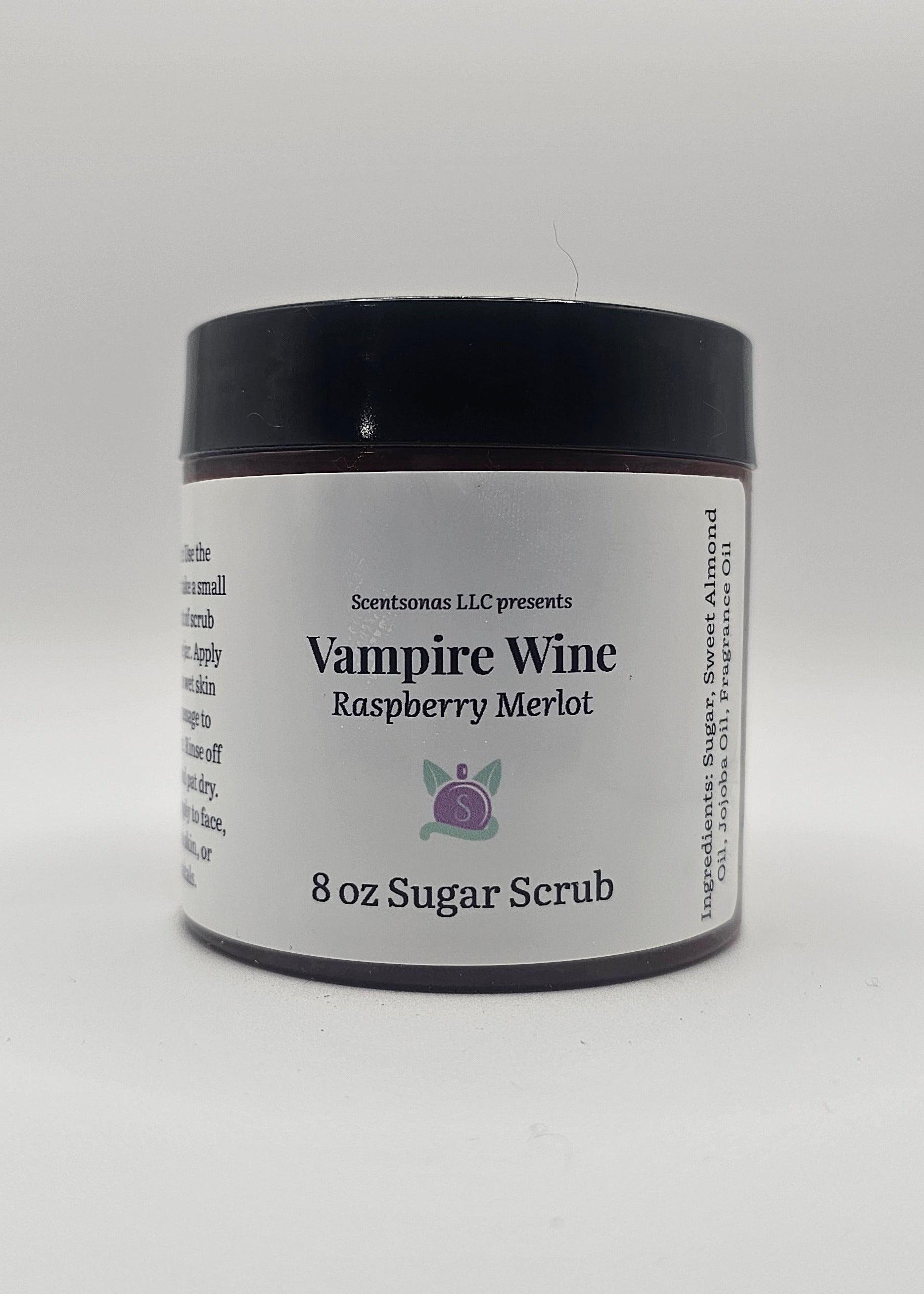 Container of Vampire Wine Raspberry Merlot Scrub on a white background